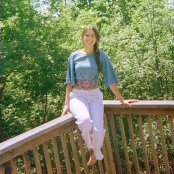 Embroidered Denim Crop Top - Picture 3 of 3